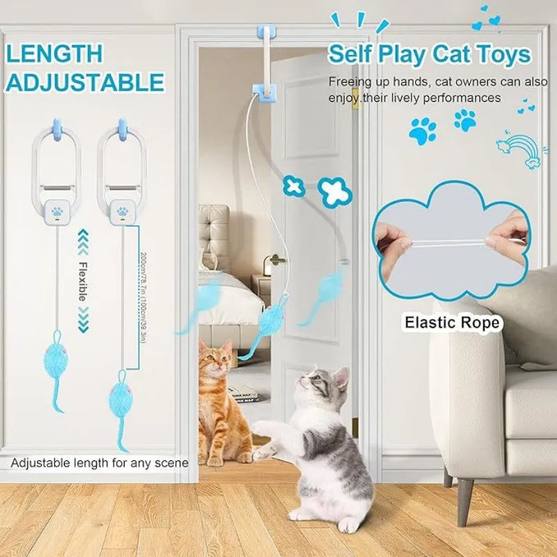 Remote-Controlled Cat Toys Swing Sticky Disc Elastic Hanging Door Teasing Cat Rope Long Rope Teasing Cat Cat Toy Pet Kitten Toy