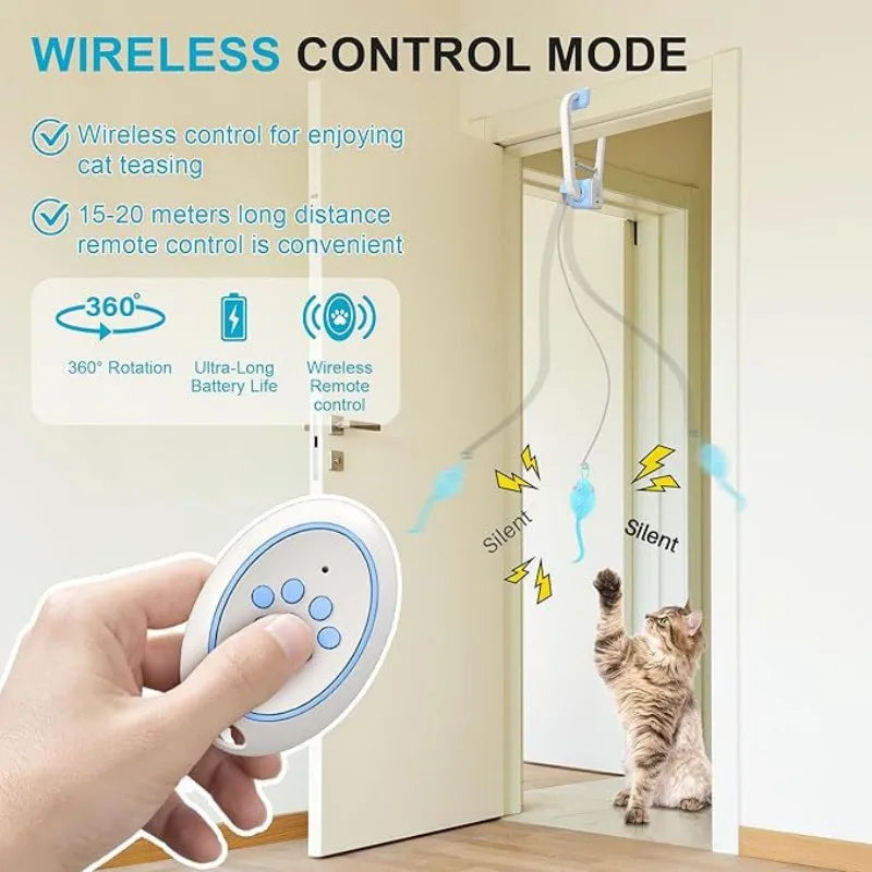 Remote-Controlled Cat Toys Swing Sticky Disc Elastic Hanging Door Teasing Cat Rope Long Rope Teasing Cat Cat Toy Pet Kitten Toy
