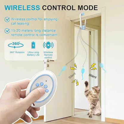 Remote-Controlled Cat Toys Swing Sticky Disc Elastic Hanging Door Teasing Cat Rope Long Rope Teasing Cat Cat Toy Pet Kitten Toy
