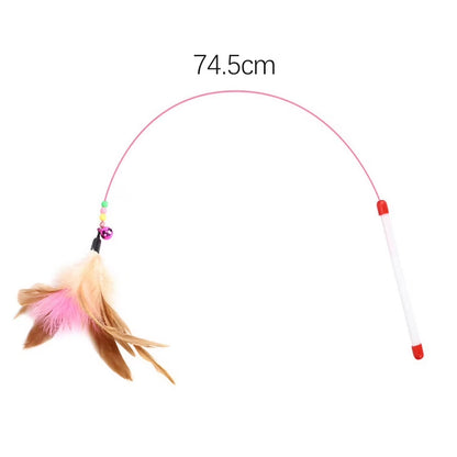 Interactive Flirt Pole Toy for Cat,Durable Teaser Wand Flirt Pole Toy to Outdoor Exercise & Training for Kitty,Small Dogs