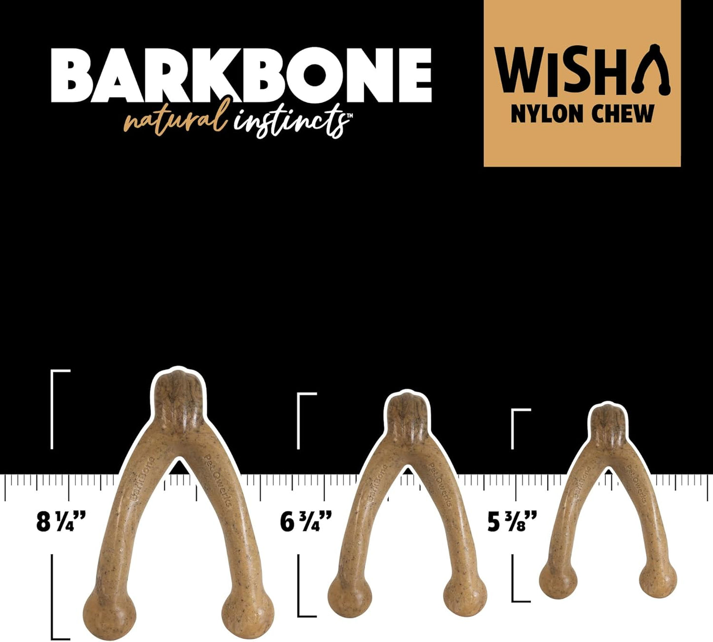 Wishbone Barkbone - Nylon Chew Toy for Aggressive Chewers - Peanut Butter Flavor - 5.38"