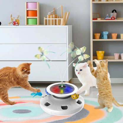 Interactive Cat Toys for Indoor Cats, 4 in 1 Cat Toys Rechargeable,Usb Rechargeable Cat Teaser,Exercise Cat Wand,Track Balls Kitten Toy, Fluttering Butterfly, Electronic Whack a Mole for All Breeds