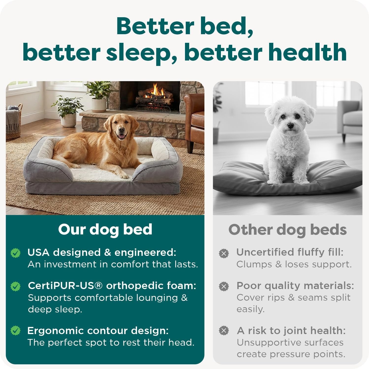 Orthopedic Dog Bed for Large Dogs W/ Removable Bolsters & Washable Cover, for Dogs up to 95 Lbs - Plush & Velvet Waves Perfect Comfort Sofa - Granite Gray, Jumbo/Xl