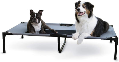 K&H Outdoor Elevated Dog Bed - Cooling Raised Dog Bed for Large & Extra-Large Pets, Breathable Mesh Center Hammock Design, Indoor/Outdoor Washable Cover, Portable Metal Frame, Gray, XL 50X32In