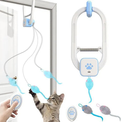 Remote-Controlled Cat Toys Swing Sticky Disc Elastic Hanging Door Teasing Cat Rope Long Rope Teasing Cat Cat Toy Pet Kitten Toy