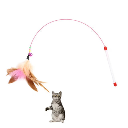 Interactive Flirt Pole Toy for Cat,Durable Teaser Wand Flirt Pole Toy to Outdoor Exercise & Training for Kitty,Small Dogs